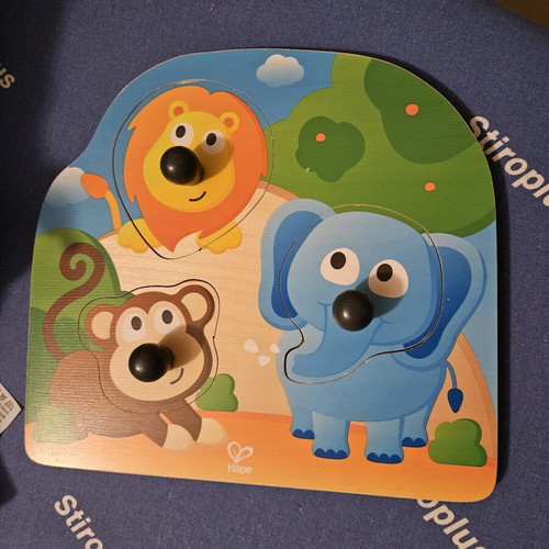 Hape wooden puzzle with animals like new