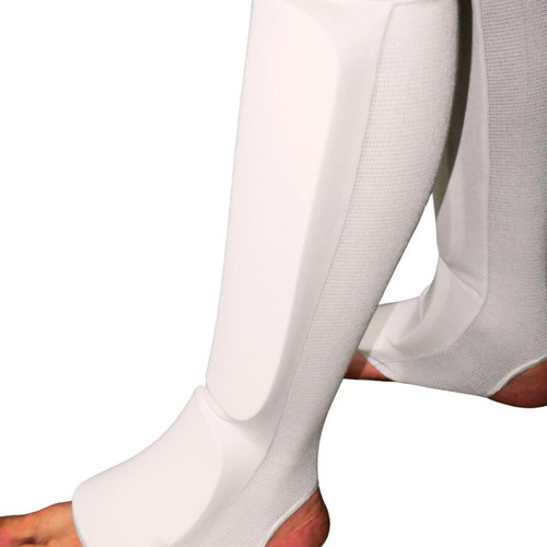 Instep Guard set of 2 white elastic cotton and foam shin protectors S-XL