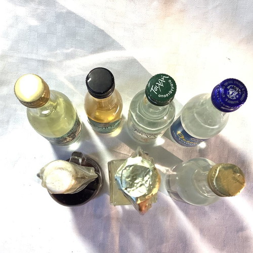 Greek liquor miniatures used, set of 7 bottles