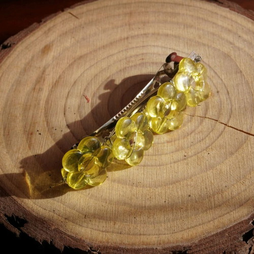 Handmade hair clip with yellow flower-shaped beads new