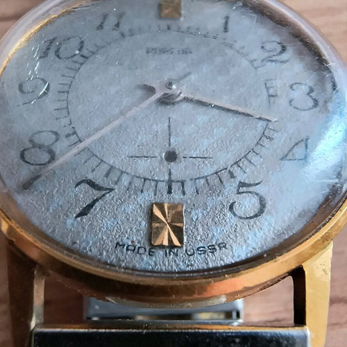 Vintage Pobeda mechanical watch used, gold tone