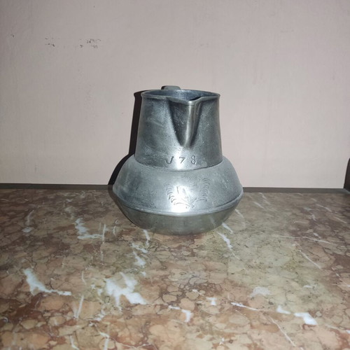 Vintage metal lagini measuring jug used