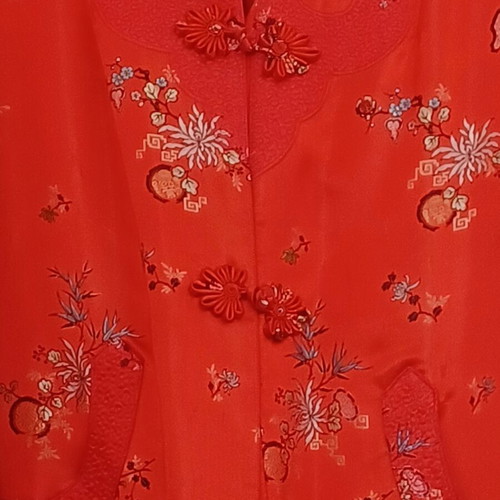 Satin robe imported size L like new, red