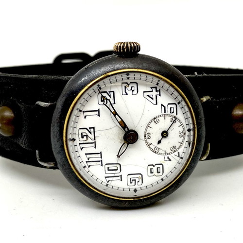 Military vintage wristwatch 1910 used, mechanical 33mm