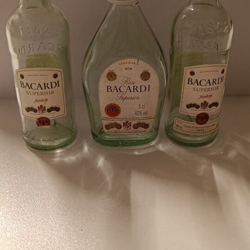 Vintage Bacardi Superior Rum miniatures set of 3 empty bottles