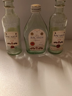 Vintage Bacardi Superior Rum miniatures set of 3 empty bottles