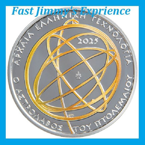 Official Silver Colored Proof 10 Euro Coin Ptolemy Astrolabe new