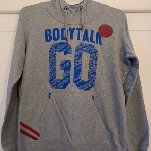 Body talk kids hoodie sweatshirt new, gray, size large