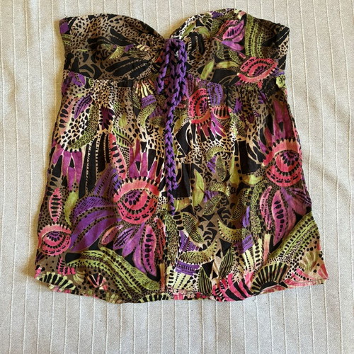 Bershka Y2K Strapless Halter Top Large, like new, colorful