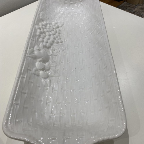 White fruit bowl with embossed designs used
