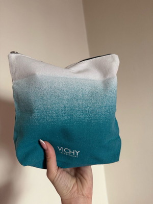 Vichy toiletry bag new, spacious, white and turquoise