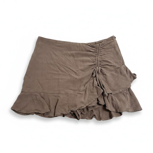 Stradivarius brown ruffle skort, size 38