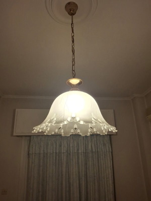 Glass opaline ceiling lights used, set of 2