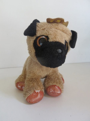 Aurora plush dog 18 cm like new with velvety paws and crown