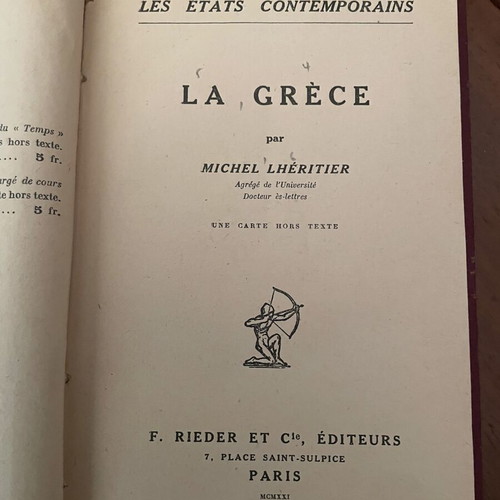 Michel Lheritier La Grece book used, French edition 1921