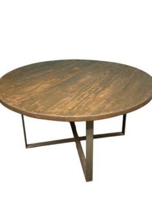 Large round dining table used, industrial rustic style, 1.60m