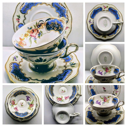 Set of 2 porcelain cups and saucers W Bavaria Germany US Zone used