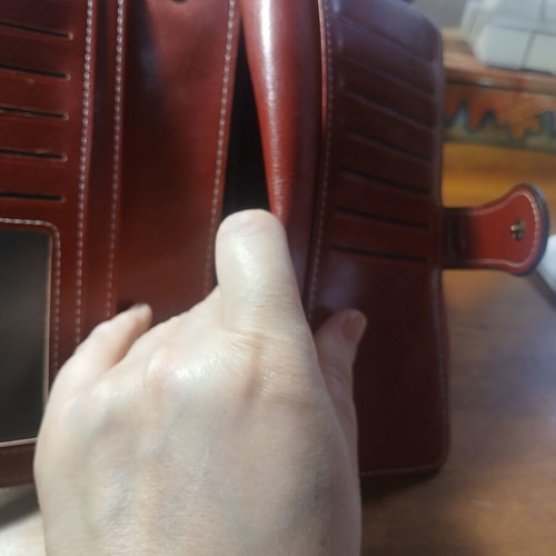 Wallet large, like new, burgundy faux leather with many compartments