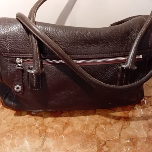 Lamarthe authentic leather shoulder bag, brown