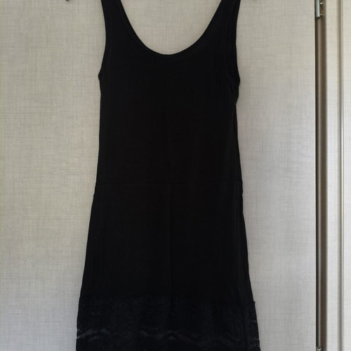 Black sleeveless dress slip style with lace hem one size new