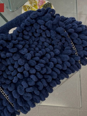 Paffy large blue-black handheld bag with free hair elastic