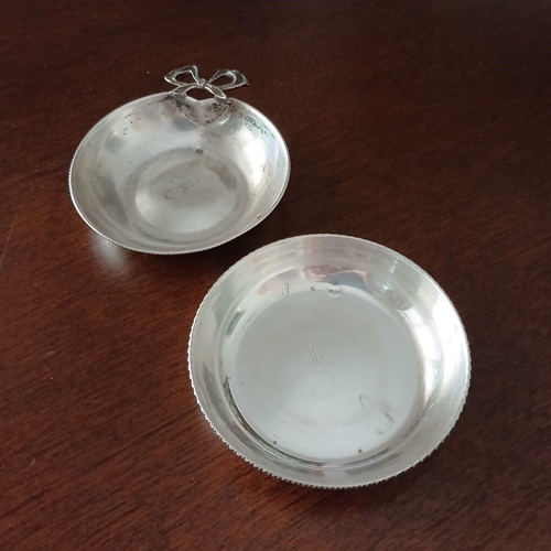 Set of 2 silver 925 decorative vintage small plates