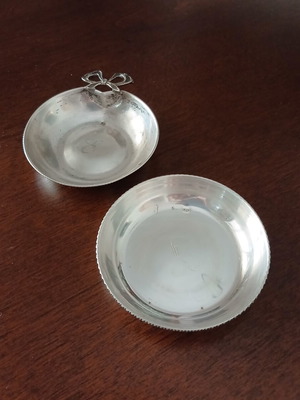Set of 2 silver 925 decorative vintage small plates