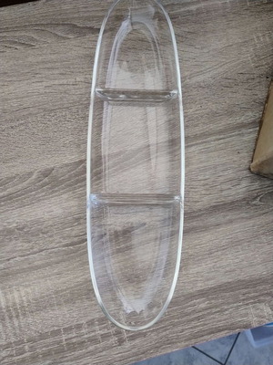 Glass serving platter with compartments like new