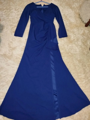 Blue long dress with slit one size like new