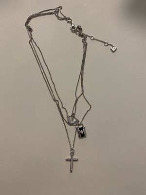 Emporio Armani triple necklace like new, silver