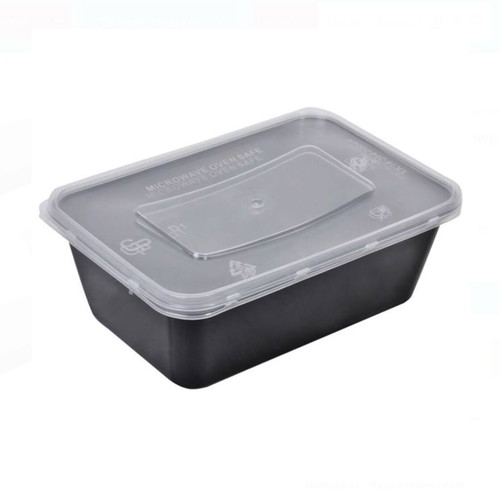 Food Storage Containers 750ml Set of 5, Black with Transparent Lid, New