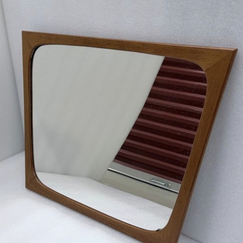 Danish Mid Century Modern Tapered Teak Mirror used