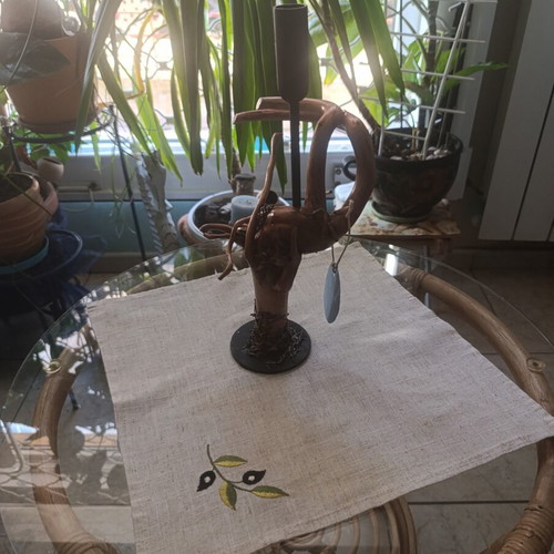 Artisan Tree Root Candle Holder New, Handcrafted Wooden Sculpture