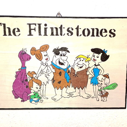 Handmade wooden frame The Flintstones 20x30cm new