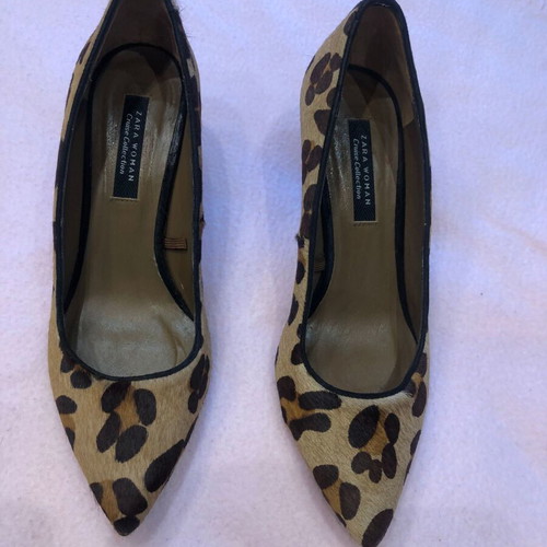 Zara leather animal print pony hair pumps Cruise Collection size 37 like new