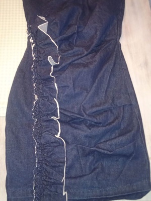 Mango denim dress like new, dark blue, draped with ruffles