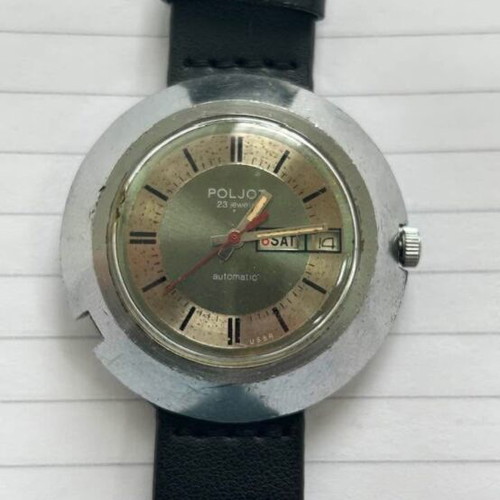 Poljot Automatic 23j Used Men's Watch 1960s Green Silver