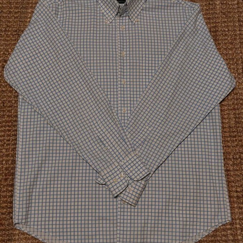 Checked men's shirt like new, white with blue