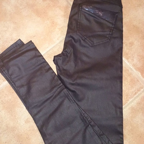 Morgan pants with leather look new, size 36, dark blue