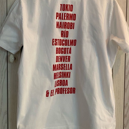 Netflix Pull & Bear short-sleeve men's t-shirt used, size L, white and red