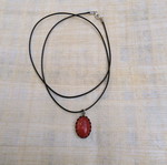 Pendant with chestnut red jasper and steel cabochon new
