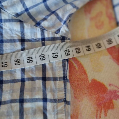 Men's XXL long-sleeve checkered shirt, white and blue