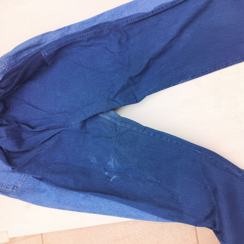 Prenatal women's jeans medium size, used, black and dark blue, maternity elastic waist