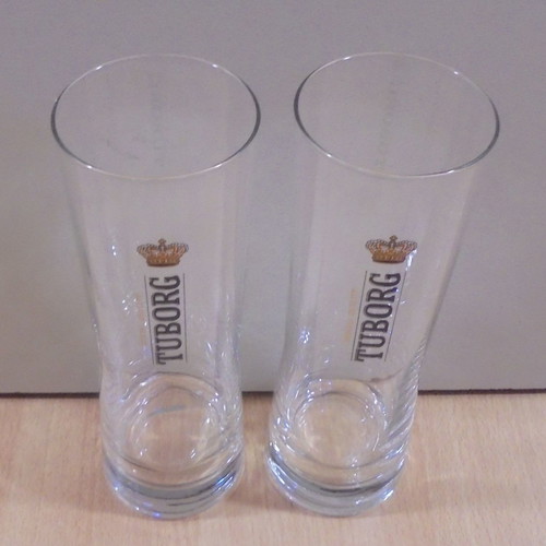Tuborg soda promotional set of two glasses used