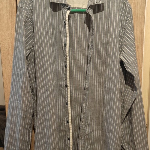Manetti Slim Fit striped shirt used, blue and white, size M