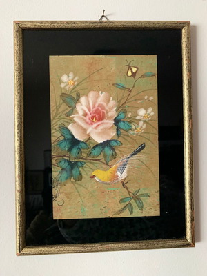 Chinese painting on cork used, vintage style