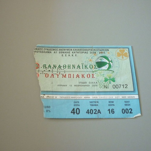 Panathinaikos-Olympiakos Basketball Ticket Used, Greek Championship 2005
