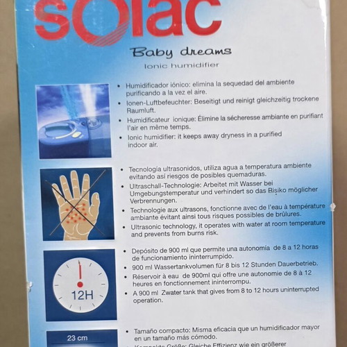 Solac Baby Dreams HU1050 humidifier used, ultrasonic, ionic, 900 ml