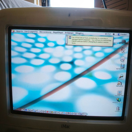 Apple G3 desktop computer used, dalmatian blue 2001 model