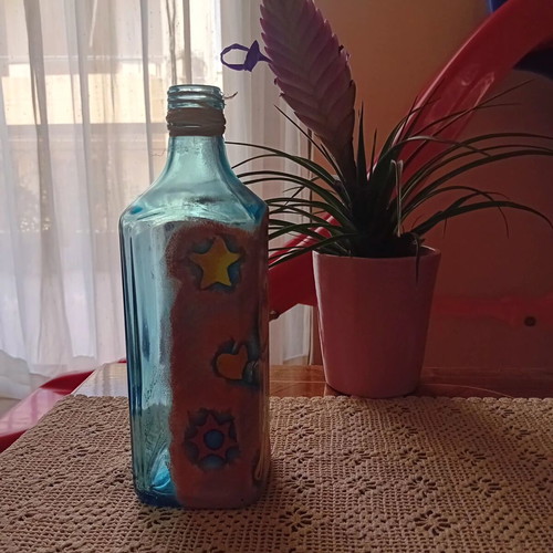 Handmade decorative bottle "Little Astronaut" like new, painted